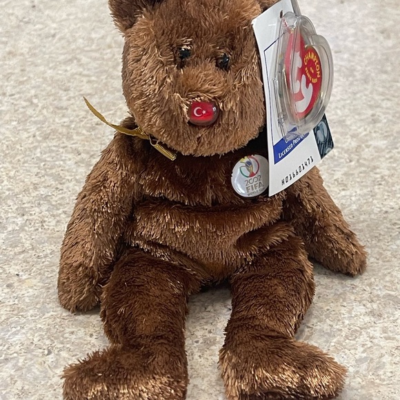 Ty Beanie Baby CHAMPION Bear 2002 TURKEY FIFA World Cup Vintage Plush Animal - Picture 1 of 8